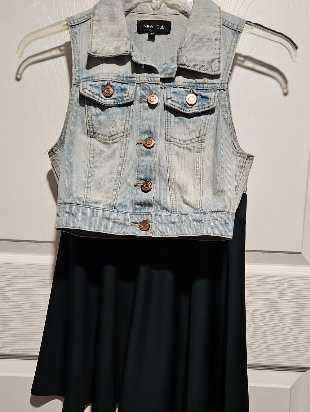 New Look Light Wash XS Denim Cropped Vest And S Circle Skirt
